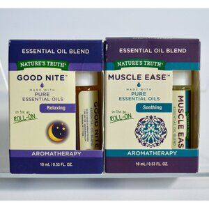 Nature's Truth Essential Oil Blend Rollers Lot of 2 Muscle Ease Good Nite